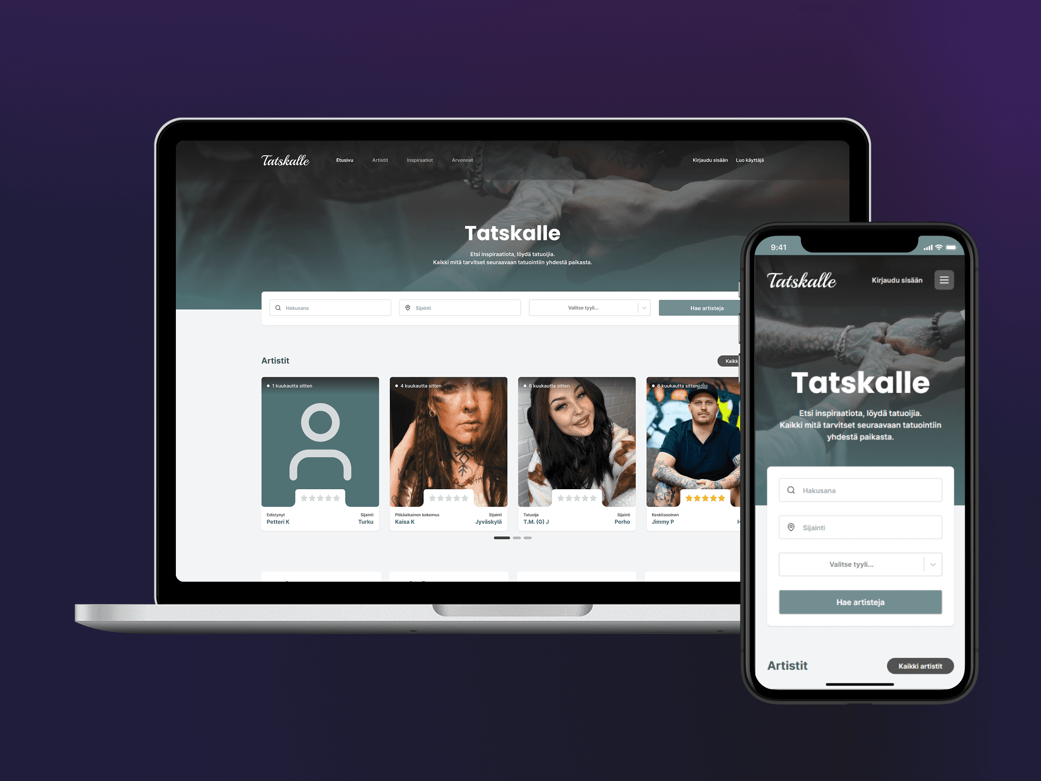 Tatskalle – Alusta tatuointiartisteille ja käyttäjille